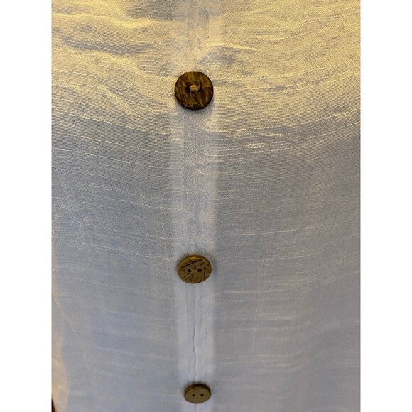 Creation Blouse Size Large Top Gauzy Button Down White Womens Cool for Summer - Picture 4 of 9